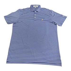 Holderness & Bourne Polo Shirt Mens XL Blue Striped Golf Mens Invitational